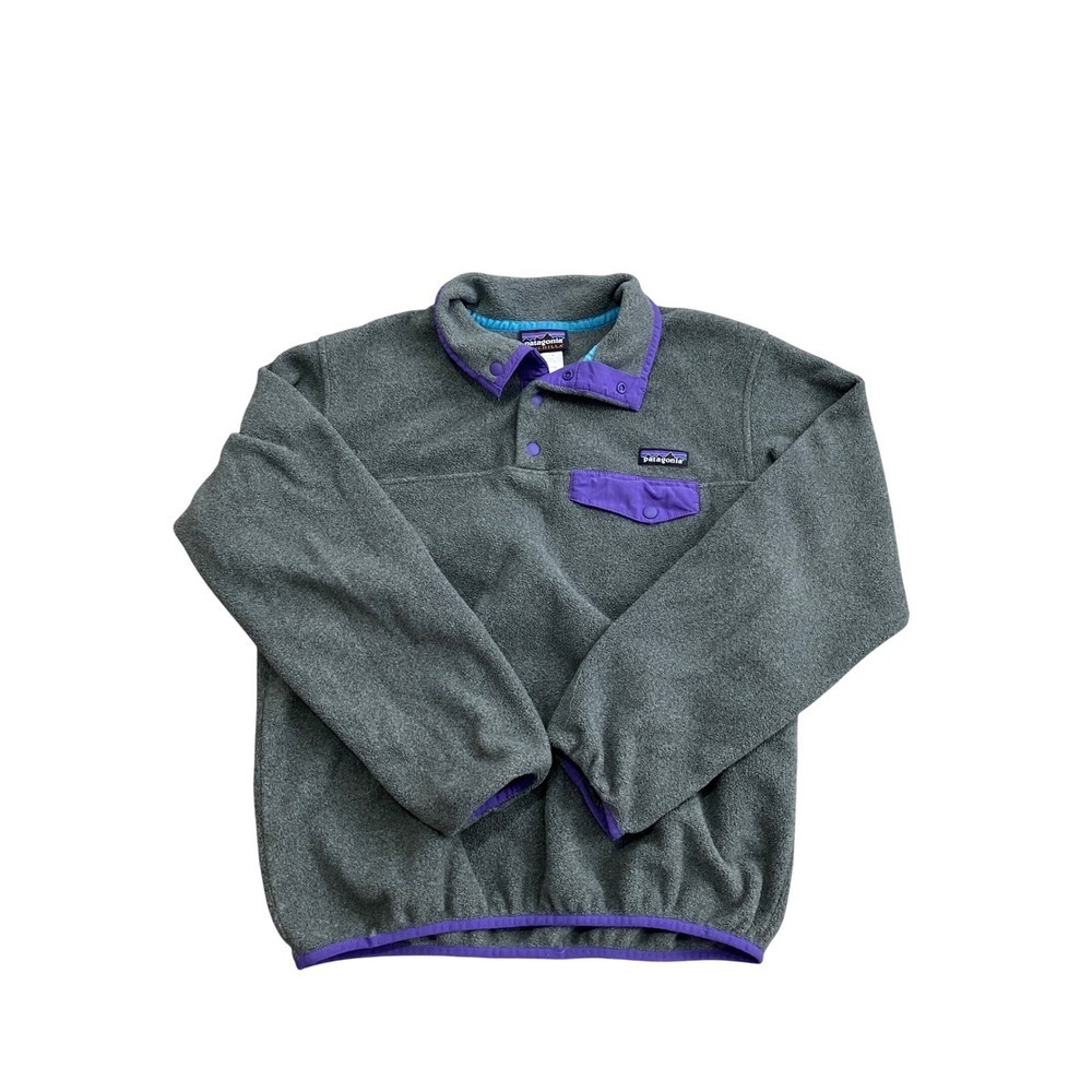 Patagonia Synchilla Fleece Snap-T Pullover Gray Purple Women's Size S‎